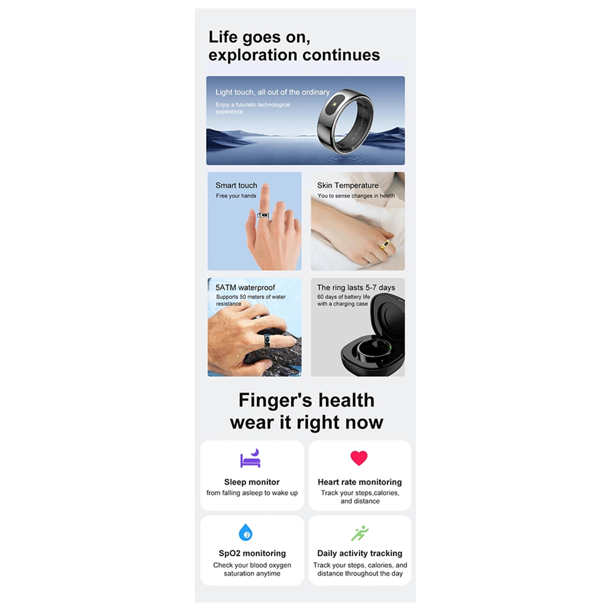 QA88X R08 Waterproof Smart Rin - Temperature Ring Skin บทวิจารณ์และราคา