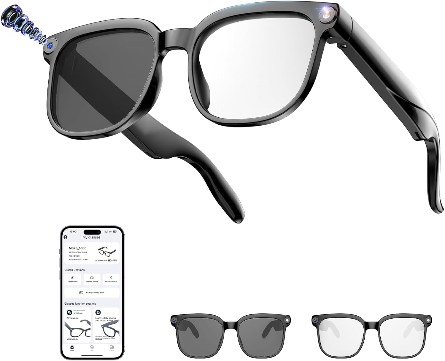 AI Smart Glasses: 8MP Camera,  - Smart Glasses Lens บทวิจารณ์และราคา