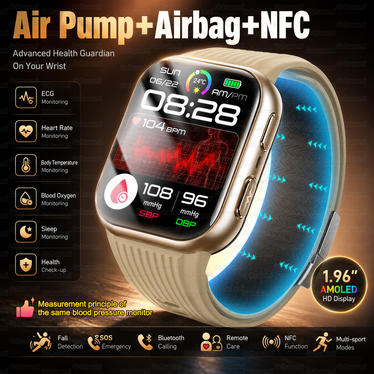 Air Pump Smartwatch Accurate B - Fall Detection Watch บทวิจารณ์และราคา